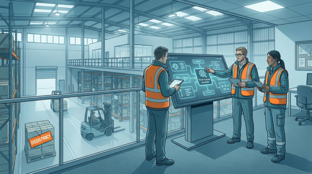 Warehouse root-cause analysis for recurring stock discrepancies